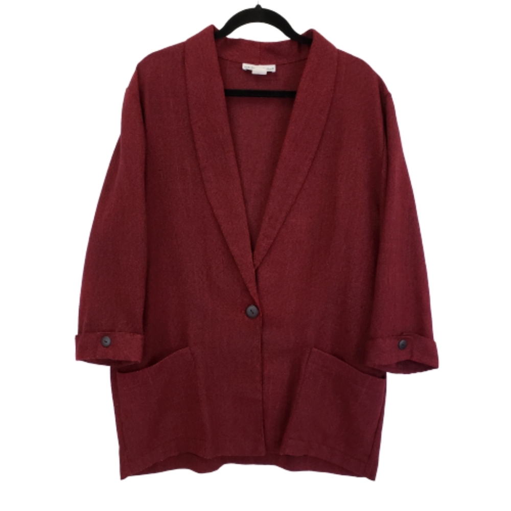 Vintage Blazer 16 Womens Red Black Shawl Lapel